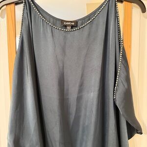 Bebe Women's Elegant Blur Gray Embellished Blouse